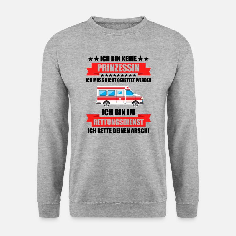 Rettungswagen Sanitäter Rettungsdienst Geschenk - Unisex Pullover - Weißgrau meliert