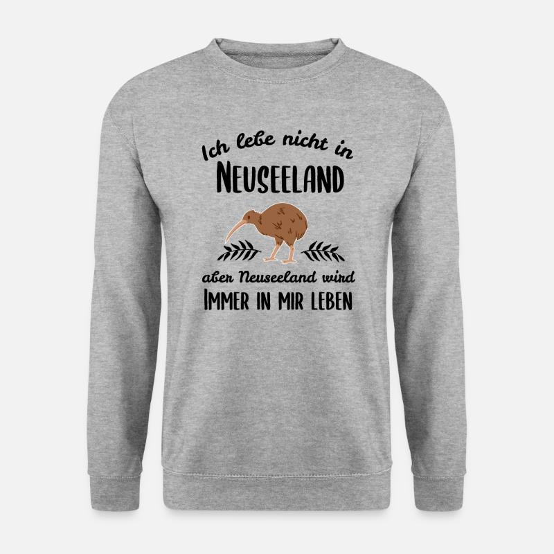 Neuseeland Ruft Und Ich Muss Gehen Kiwi Geschenk - Unisex Pullover - Weißgrau meliert