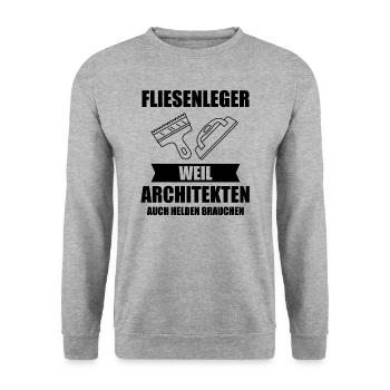 Fliesenleger Plattenleger Fliesen Leger Geschenk - Unisex Pullover - Weißgrau meliert - Vorne - Alina (178cm) & Michal (187cm)