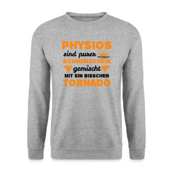 Physiotherapie Physiotherapeuten Physios Geschenk - Unisex Pullover - Weißgrau meliert - Vorne - Alina (178cm) & Michal (187cm)