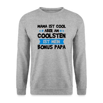 Bonus Papa Stiefvater Bonusvater Tochter Geschenk - Unisex Pullover - Weißgrau meliert - Vorne - Alina (178cm) & Michal (187cm)