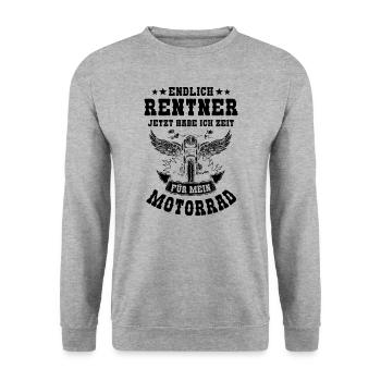 Motorrad Opa Rente Ruhestand Rentner Geschenk - Unisex Pullover - Weißgrau meliert - Vorne - Alina (178cm) & Michal (187cm)