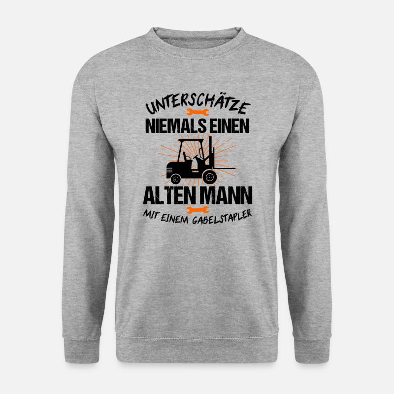 Gabelstapler Lagerist Staplerfahrer Mann Geschenk - Unisex Pullover - Weißgrau meliert