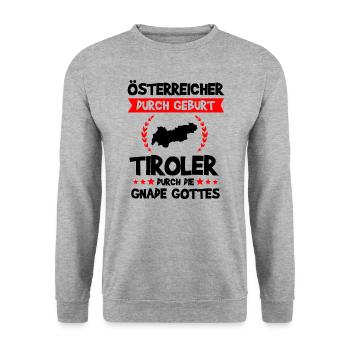 Tirol Tiroler Südtirol Österreich Lustig Geschenk - Unisex Pullover - Weißgrau meliert - Vorne - Alina (178cm) & Michal (187cm)