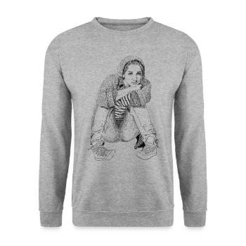 Frauenpower - Unisex Pullover - Weißgrau meliert - Vorne - Alina (178cm) & Michal (187cm)