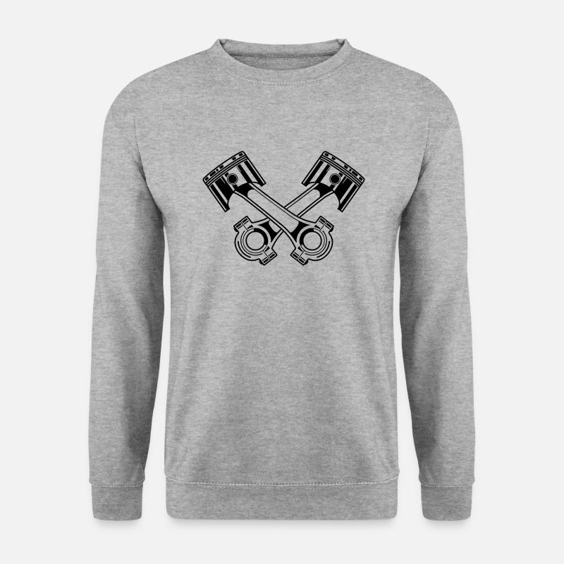 Zwei Kolben samt Pleuel gekreuzt - Detail - Unisex Pullover - Weißgrau meliert