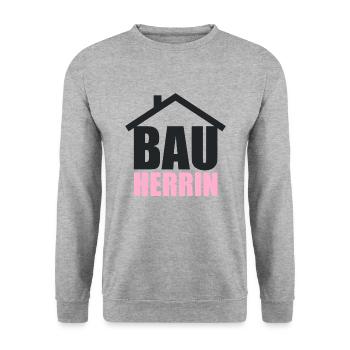 Bauherrin Traumhaus Haus Eigenheim Richtfest - Unisex Pullover - Weißgrau meliert - Vorne - Alina (178cm) & Michal (187cm)