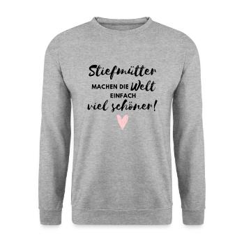 Stiefmütter machen die Welt viel schöner - Unisex Pullover - Weißgrau meliert - Vorne - Alina (178cm) & Michal (187cm)