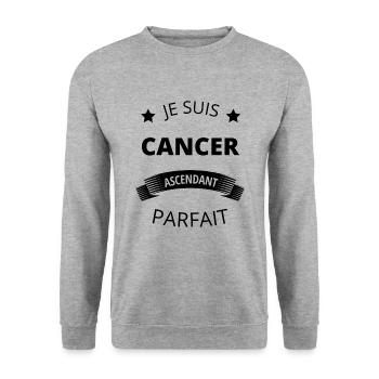 Cancer ascendant parfait humour astrologie homme - Sweat-shirt Unisexe - gris chiné - Devant - Alina (178cm) & Michal (187cm)
