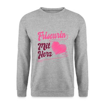 Friseurin - Unisex Pullover - Weißgrau meliert - Vorne - Alina (178cm) & Michal (187cm)