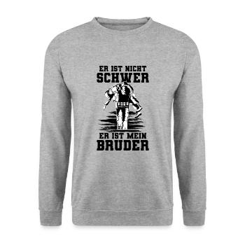 Soldat Bundeswehr - Er ist mein Bruder - Unisex Pullover - Weißgrau meliert - Vorne - Alina (178cm) & Michal (187cm)