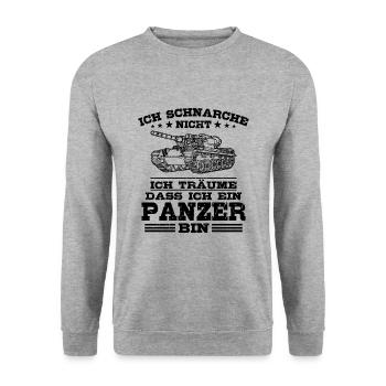 Panzer - Unisex Pullover - Weißgrau meliert - Vorne - Alina (178cm) & Michal (187cm)