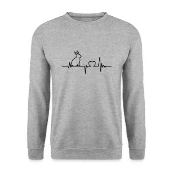 Bunny Heartbeat Love Design Sweet Rabbit - Sweat-shirt Unisexe - gris chiné - Devant - Alina (178cm) & Michal (187cm)