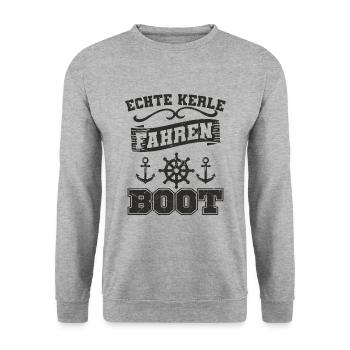 Boot Spruch - Unisex Pullover - Weißgrau meliert - Vorne - Alina (178cm) & Michal (187cm)