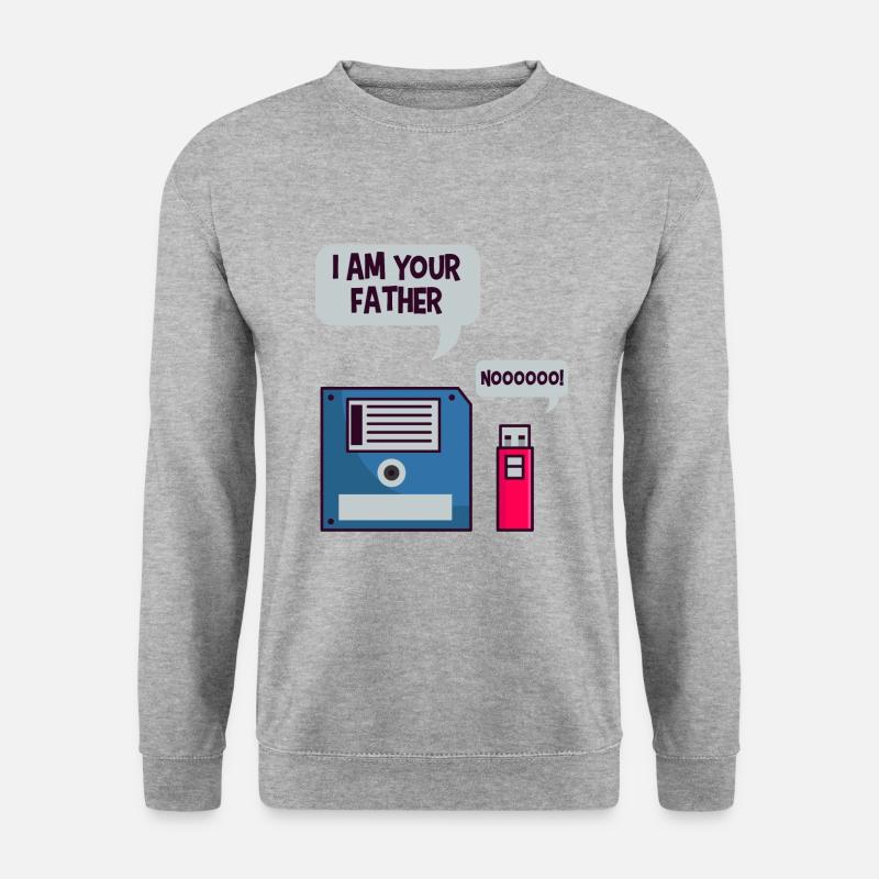 USB Floppy Disk Geek Shirt Computer Nerd lustig - Unisex Pullover - Weißgrau meliert