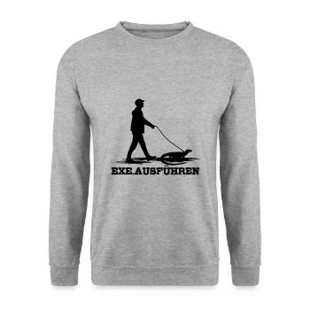 EXE Ausführen - Unisex Pullover - Weißgrau meliert - Vorne - Alina (178cm) & Michal (187cm)
