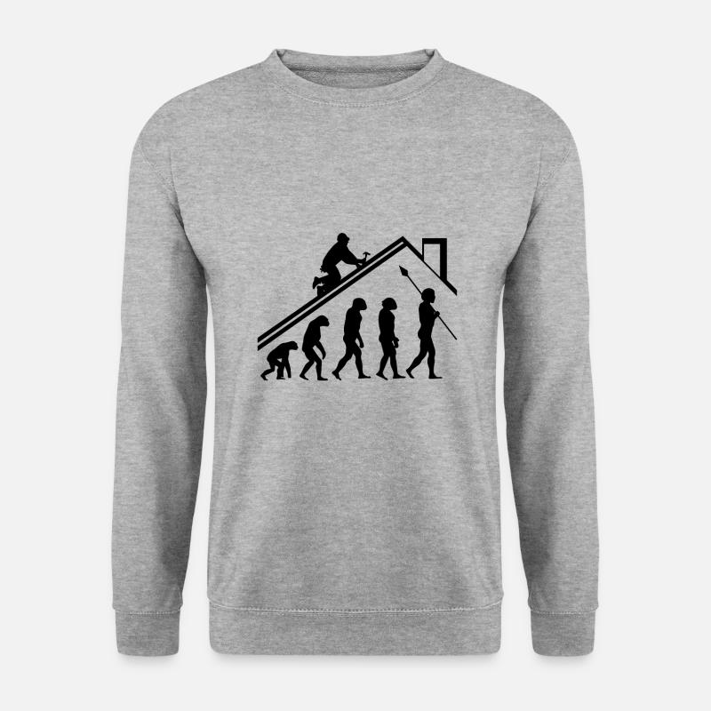 Dachdecker Evolution Geschenk - Unisex Pullover - Weißgrau meliert