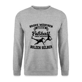 Frauenfußball Mädchen Fussball Geschenkidee - Unisex Pullover - Weißgrau meliert - Vorne - Alina (178cm) & Michal (187cm)