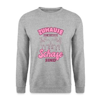 Schafe Landwirtin Spruch - Unisex Pullover - Weißgrau meliert - Vorne - Alina (178cm) & Michal (187cm)