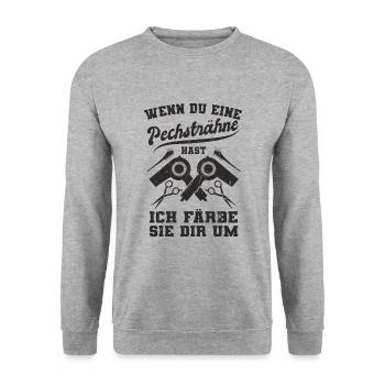 Friseur - Unisex Pullover - Weißgrau meliert - Vorne - Alina (178cm) & Michal (187cm)