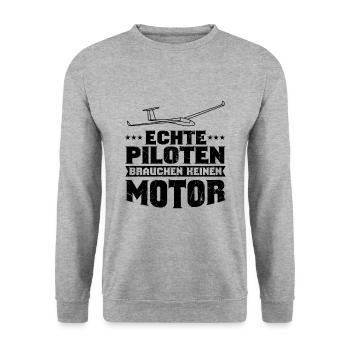 Segelflugzeug Spruch - Unisex Pullover - Weißgrau meliert - Vorne - Alina (178cm) & Michal (187cm)