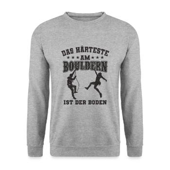 Bouldern - Unisex Pullover - Weißgrau meliert - Vorne - Alina (178cm) & Michal (187cm)