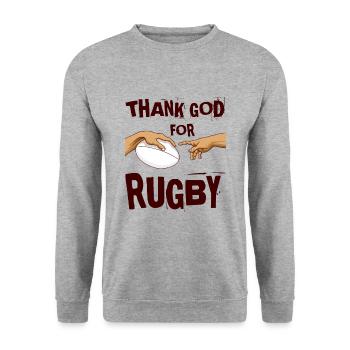 Rugby - Unisex Pullover - Weißgrau meliert - Vorne - Alina (178cm) & Michal (187cm)