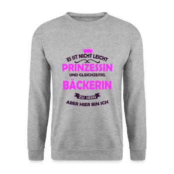 Bäckerin - Unisex Pullover - Weißgrau meliert - Vorne - Alina (178cm) & Michal (187cm)