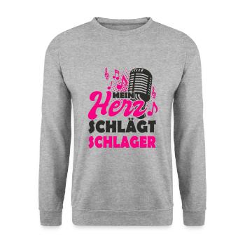 Schlagermusik - Unisex Pullover - Weißgrau meliert - Vorne - Alina (178cm) & Michal (187cm)