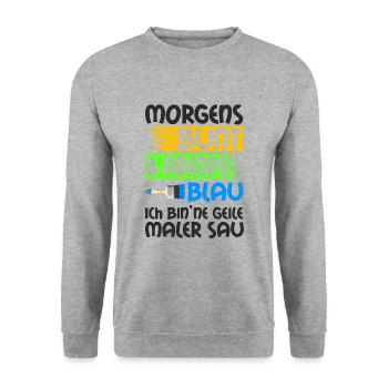 Maler Spruch - Unisex Pullover - Weißgrau meliert - Vorne - Alina (178cm) & Michal (187cm)