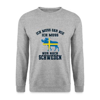 Schweden - Unisex Pullover - Weißgrau meliert - Vorne - Alina (178cm) & Michal (187cm)