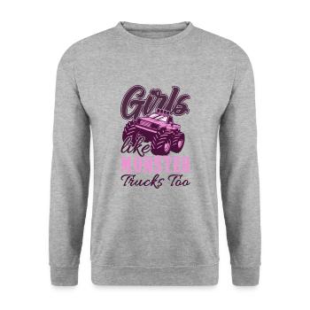 Fille de camion monstre - Sweat-shirt Unisexe - gris chiné - Devant - Alina (178cm) & Michal (187cm)
