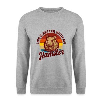 Hamster - Unisex Pullover - Weißgrau meliert - Vorne - Alina (178cm) & Michal (187cm)