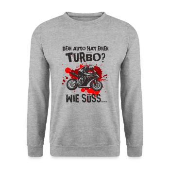 Motorrad - Unisex Pullover - Weißgrau meliert - Vorne - Alina (178cm) & Michal (187cm)