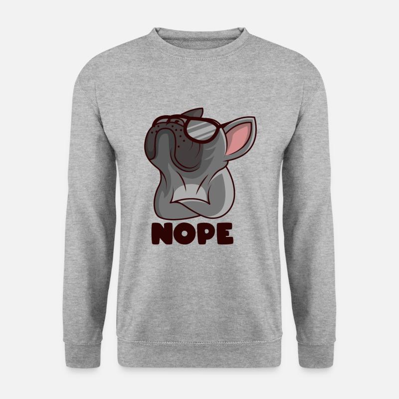 Französische Bulldogge - Unisex Pullover - Weißgrau meliert