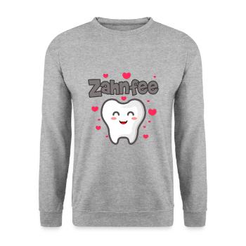 Zahnfee - Unisex Pullover - Weißgrau meliert - Vorne - Alina (178cm) & Michal (187cm)