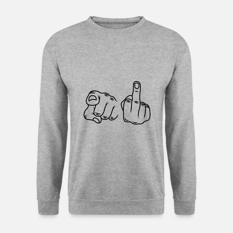 Mittelfinger - Unisex Pullover - Weißgrau meliert