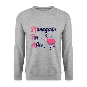 Arzthelferin - Unisex Pullover - Weißgrau meliert - Vorne - Alina (178cm) & Michal (187cm)