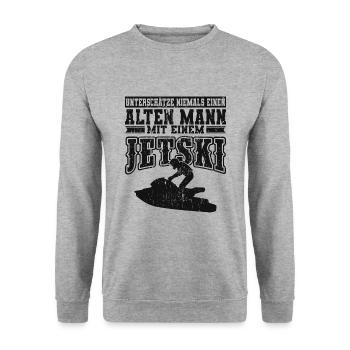 Jetski Opa - Unisex Pullover - Weißgrau meliert - Vorne - Alina (178cm) & Michal (187cm)