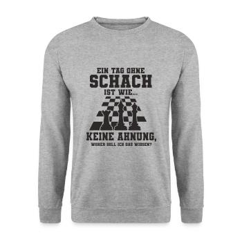 Schachspieler Spruch - Unisex Pullover - Weißgrau meliert - Vorne - Alina (178cm) & Michal (187cm)