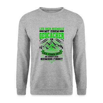 Geocaching - Unisex Pullover - Weißgrau meliert - Vorne - Alina (178cm) & Michal (187cm)