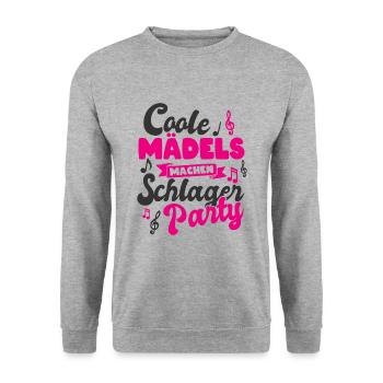 Schlager Party - Unisex Pullover - Weißgrau meliert - Vorne - Alina (178cm) & Michal (187cm)