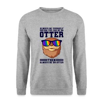 Otter - Unisex Pullover - Weißgrau meliert - Vorne - Alina (178cm) & Michal (187cm)