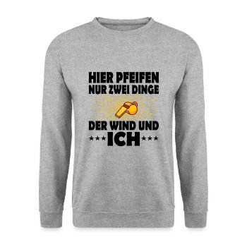Schiedsrichter - Unisex Pullover - Weißgrau meliert - Vorne - Alina (178cm) & Michal (187cm)