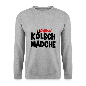 Kölsch Mädche - Unisex Pullover - Weißgrau meliert - Vorne - Alina (178cm) & Michal (187cm)