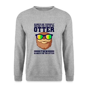 Otter Sonnenbrille - Unisex Pullover - Weißgrau meliert - Vorne - Alina (178cm) & Michal (187cm)