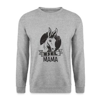 Esel Mama - Unisex Pullover - Weißgrau meliert - Vorne - Alina (178cm) & Michal (187cm)