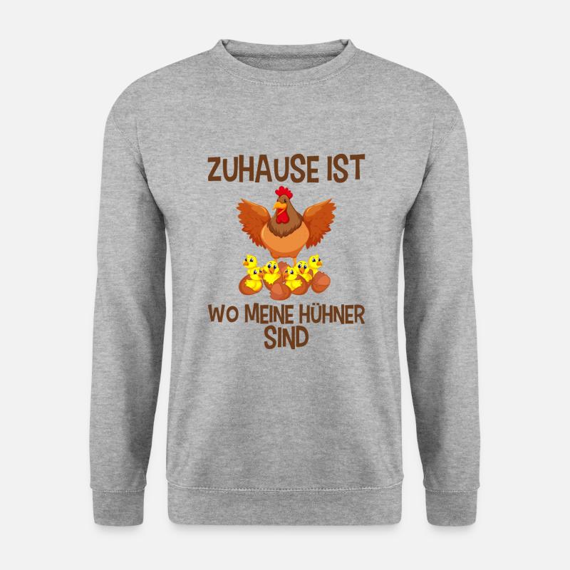 Hühner Zuhause - Unisex Pullover - Weißgrau meliert