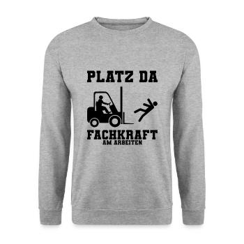 Gabelstapler - Unisex Pullover - Weißgrau meliert - Vorne - Alina (178cm) & Michal (187cm)