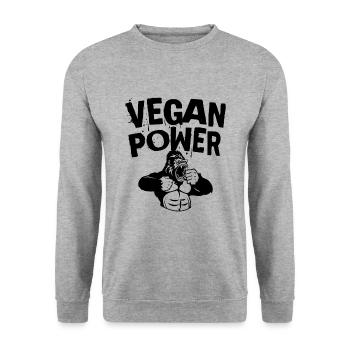 Vegan Power Bodybuilding Gorille idée cadeau - Sweat-shirt Unisexe - gris chiné - Devant - Alina (178cm) & Michal (187cm)